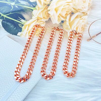 Fashion Pure Copper Chain Bracelet for Men Women, Rose Golde