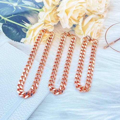 Fashion Pure Copper Chain Bracelet for Men Women, Rose Golde
