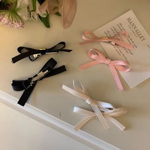 2Pcs Bowknot Hair Clips Sweet Ballet Ribbon Bow Hairpin Bang