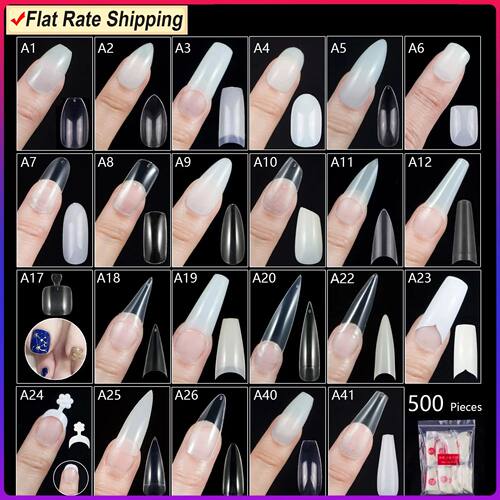 500 Pieces Of Ballerina Stiletto Coffin Rounded Square False