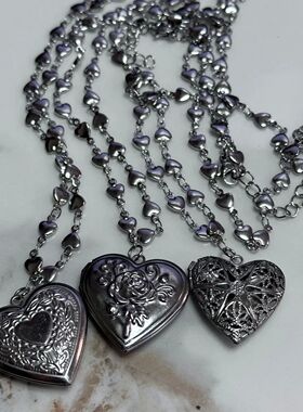 Romantic Heart Photo Locket Frame Pendant Necklace Silver Co