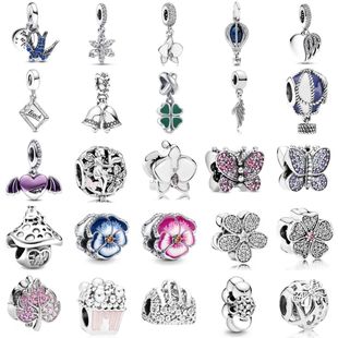 New?925?Sterling?Silver?Butterfly Flower Bell Charm?Of?Ley?9