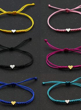 Tiny Heart Charm Bracelets for Women Girls Simple Blue Black