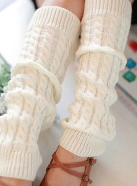 New Lolita Sweet Girl Leg Warmer Knit Socks Wool Ball Knitte