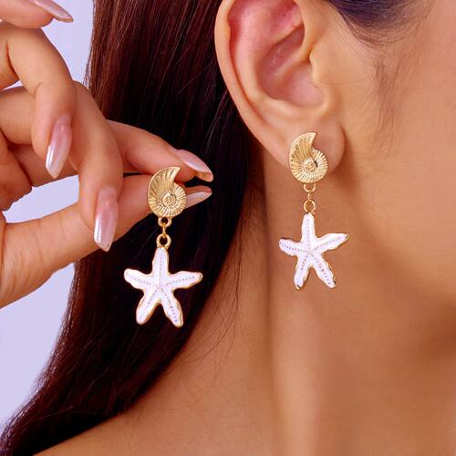 Ocean Style Conch Starfish Earrings Stud for Women Summer Be