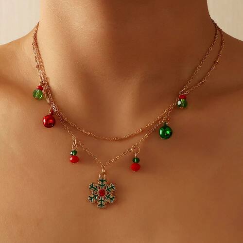 Delicate Colorful Bells Crystal Christmas Tree Pendant Neckl