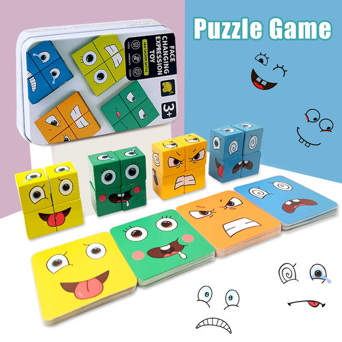 Kids Face Change Cube Game Montessori E Puzzle Building