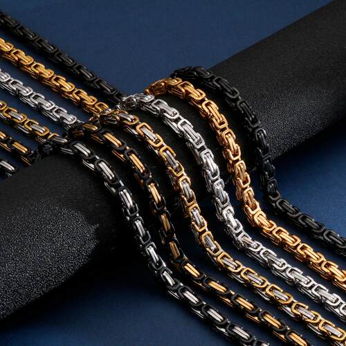 4/5/6/8mm Width Royal Box Chain Necklace For Men Male Stainl