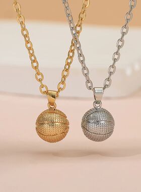 New In Sporty Basketball Football Pendant Necklace 3D Ball C