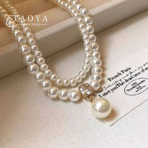2025 Trendy Double-layer Imitation Pearl Bead Necklace Elega