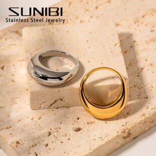 Simple Stainless Steel Rings for Women Arc Rings Jewellery C