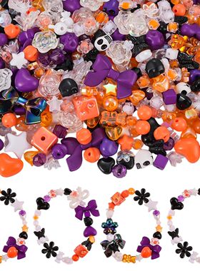 Halloween Mixed Acrylic Beads Charms Pumpkin Skull Spider Bo