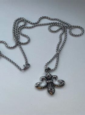 Vintage Cross Pendant Necklace Unisex Versatile Simple Long