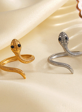 Popular Stainless Steel Simple Snake Ring Female Retro Ethni