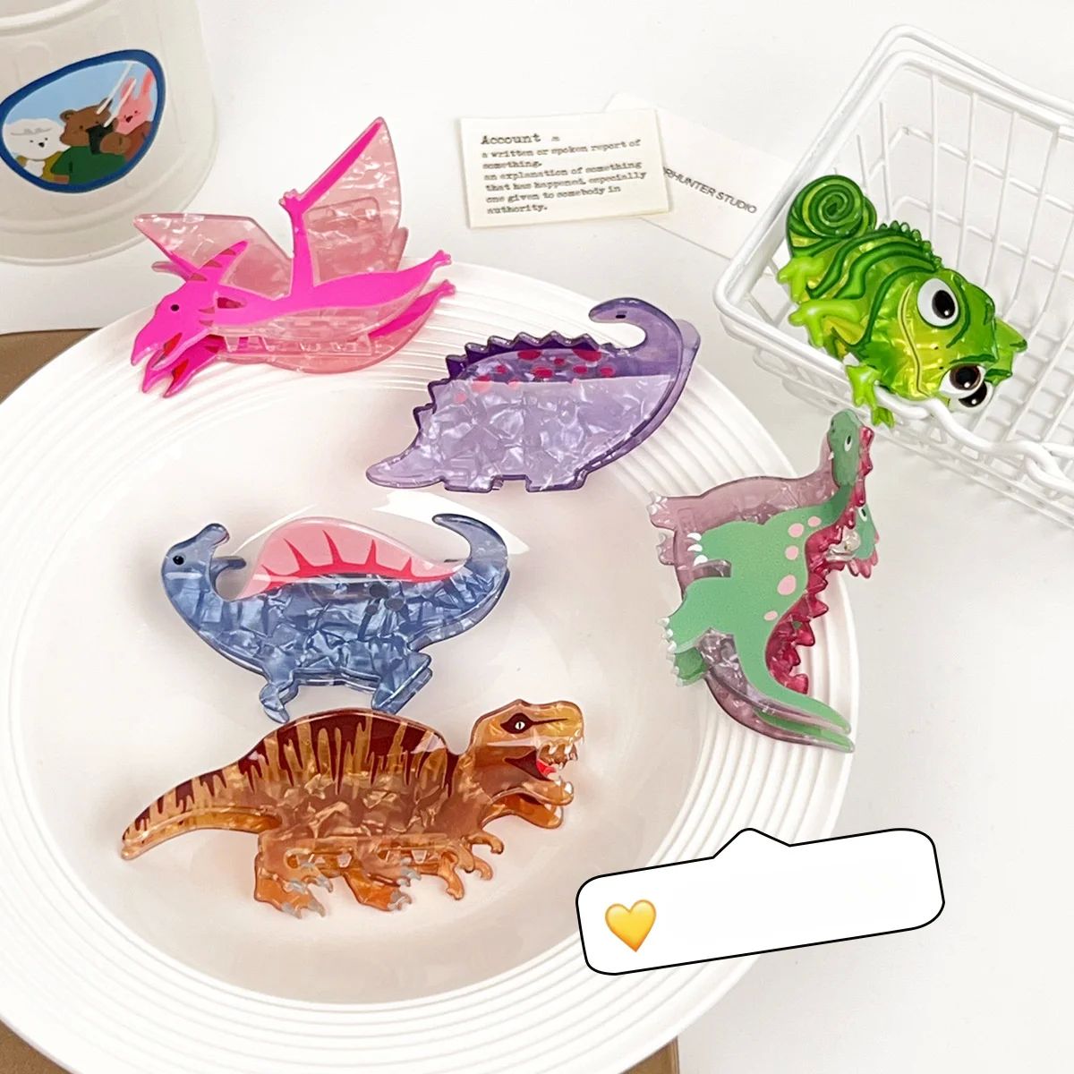 1Pcs Cartoon Dinosaur Acrylic Hair Claw Clips for Girls Stro