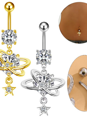 Love Zircon Navel Ring Navel Nail Stainless Steel Body Pierc