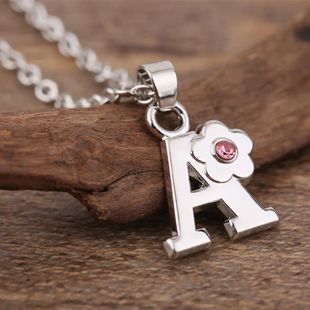 Necklace Initials Name Flower Letter for Shape Girls Chil