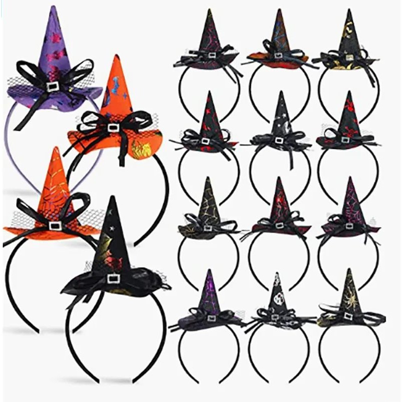 1PC Halloween Skull Headband Pumpkin Witch Hat Headwear For