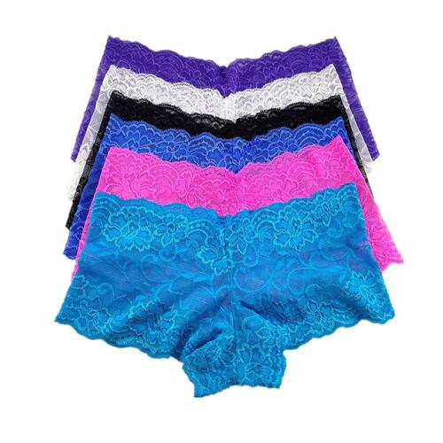 3pcs M-XXL Female Boxers Underwear Silk Boyshorts Women Tran