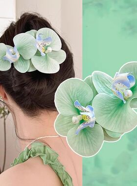 1PC Korean Pearl Big Flower Hair Clip Cute Butterfly Orchid
