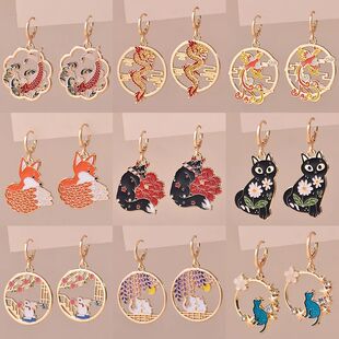 Cat For Colorful Animal Dragon Earrings Koi Aesthetic Rabbit