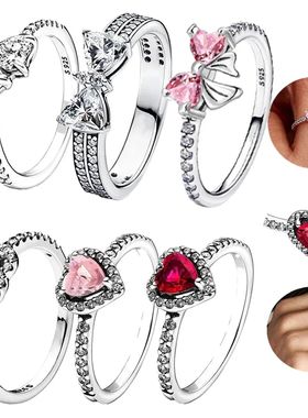 Original 925 Sterling Silver Rings For Women Crown Love Hear