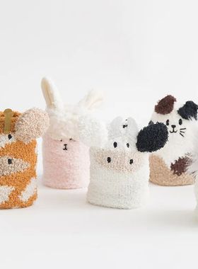 Winter cotton adult coral velvet socks for women cute cartoo