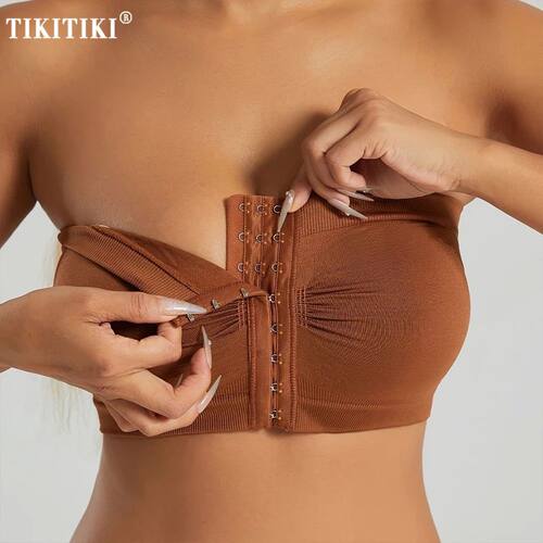 Women's Plus Size Strapless Front Closure Bandeau Bra Seamle
