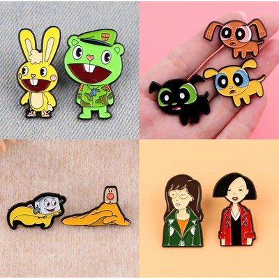 2-3pcs/set Cartoon Animation Enamel P Funny Animal Brooch Fo