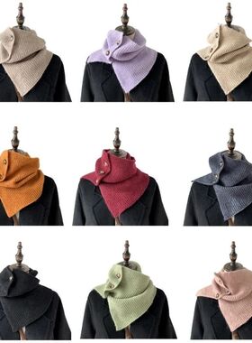 Cable Knit Snoods Scarf Button Knitted Scarf Girls Autumn an