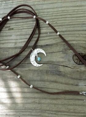 Boho Wrap Necklace Boho Choker Necklace  Brown Turquoise Sue
