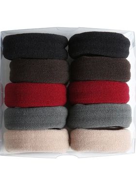 10PCS Big High Elastic Hair Bands Basic Black Wide Side Thic