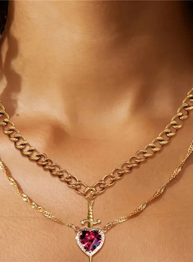Couple Pendant Set Love Dagger Diamond Clavicle Chain Valent