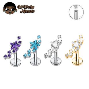 F136 Titanium Constellation Star Lab Piercing Internal Threa