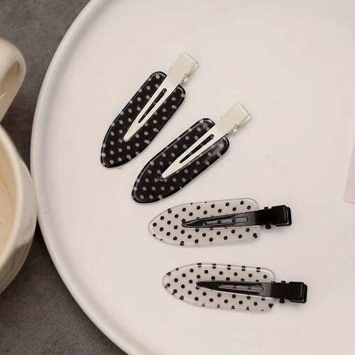 4 Pieces/Black and White Acetic Acid Traceless Hair Clip Acr