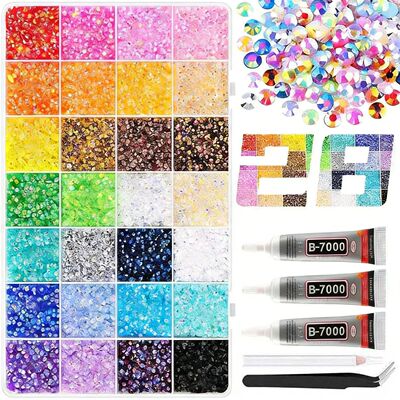 28 grid 3/4/5mm mixed color Jelly/resin drill rhinestone set