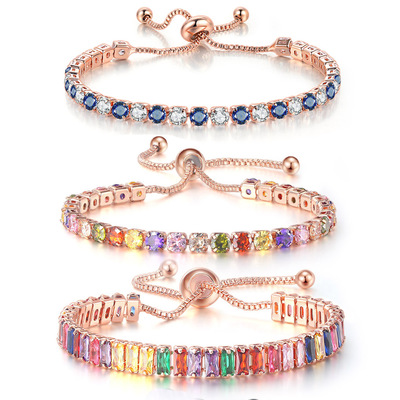 Multicolor Tennis Bracelets For Women Ladies Wedding Rainbow