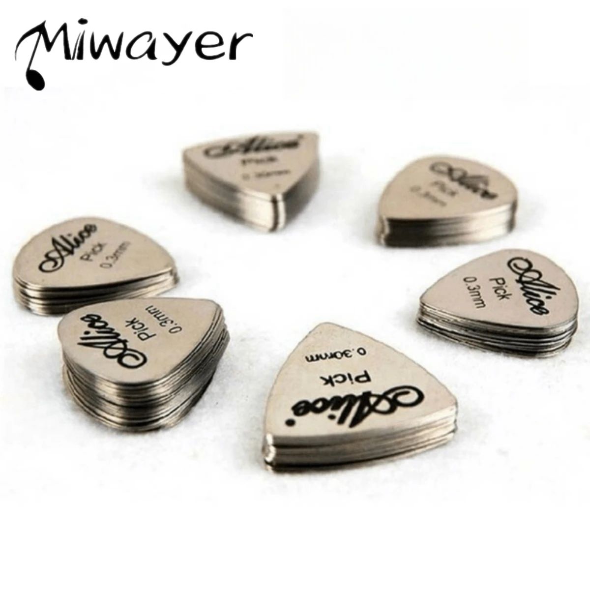 Alice 10Pcs Metal Guitar Pick 0.3mm Thin Durable Silver Colo
