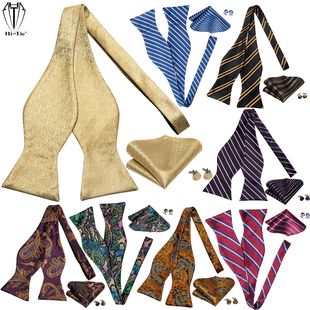 Bowtie Self Square Silk Cufflin Pocket Mens Tie Jacquard Bow