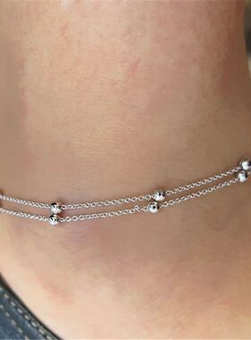 Trendy Summer Simple Beads Multilayer Chain Anklet For Woman