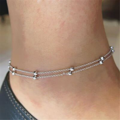 Trendy Summer Simple Beads Multilayer Chain Anklet For Woman