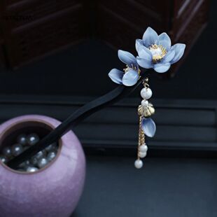 Hairpins Hair Sticks Handmade Tassel Flower with Vint Orchid
