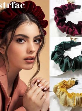 Lystrfac Velvet Padded Pleated Hairband for Women Scrunchies