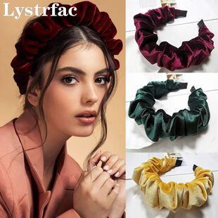 Lystrfac Velvet Padded Pleated Hairband for Women Scrunchies