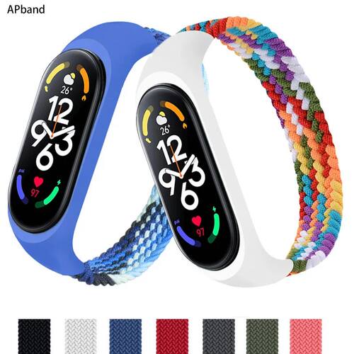 Strap for Mi band 7 6 5 Nylon Braided Solo Loop pulseira bra