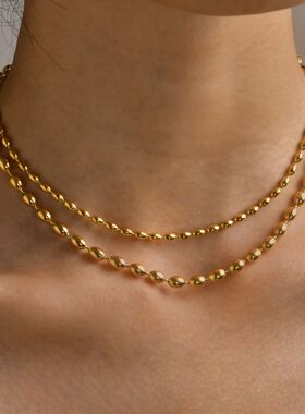 Women's Fashion Rugby Beads Chain Chokers Necklaces, Gold Co
