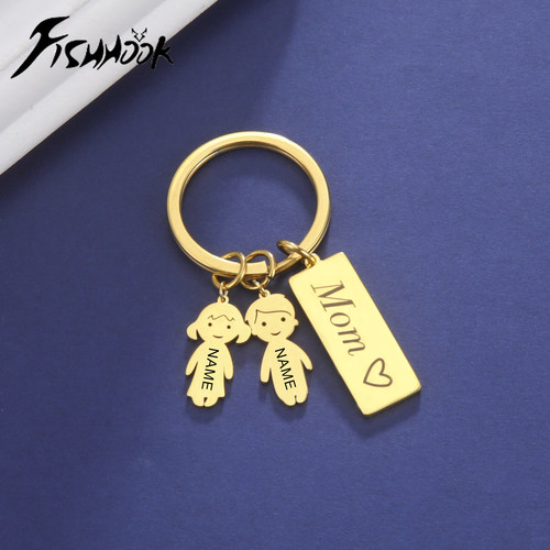 Mom Dad Personalized Keychain Name Family Key Chain Ring Mot