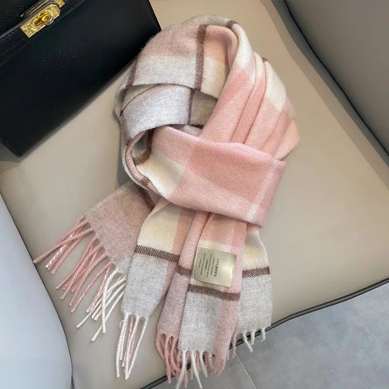 100% Wool Women Scarf Autumn Winter Vintage Preppy Style Pla
