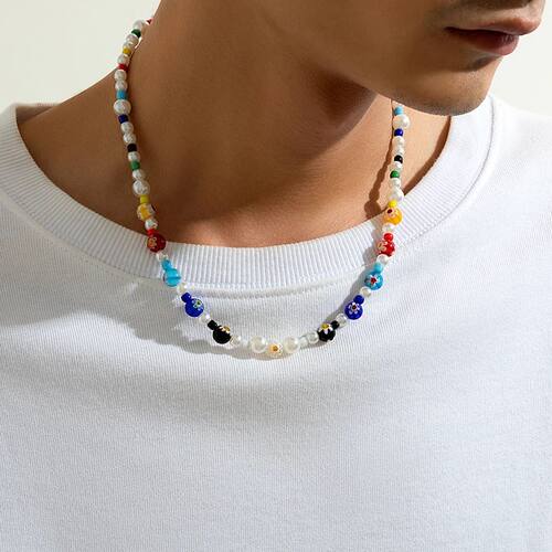 Salircon Trend Y2K Colorful Flower Pattern Acrylic Bead Neck