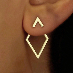 Simple Geometric Diamond Hollow Earrings Double Senior Desig